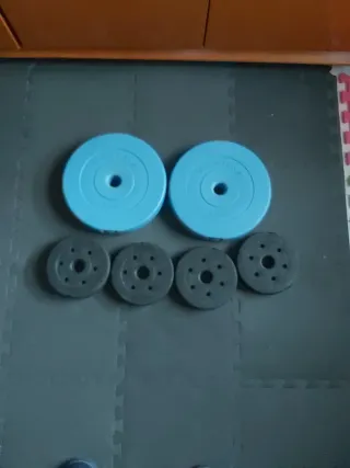 4 Discos de Pesas 1 kg y 2 de 5 kg