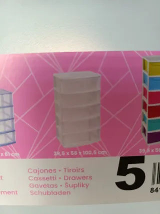 Cajonera de plástico blanca 5 cajones