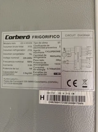 Nevera Corberó Blanca