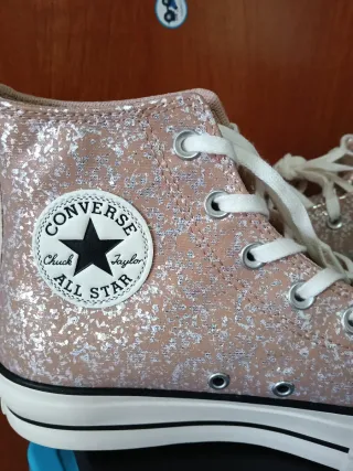 Zapatillas Converse Glitter Rosa y Plateado