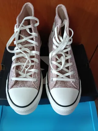 Zapatillas Converse Glitter Rosa y Plateado