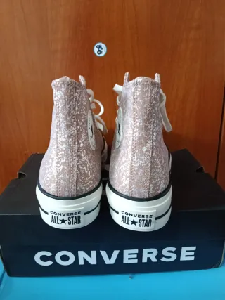Zapatillas Converse Glitter Rosa y Plateado