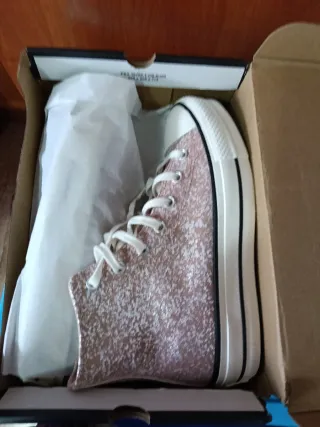 Zapatillas Converse Glitter Rosa y Plateado