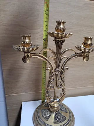 Candelabro de metal y mármol. Pareja