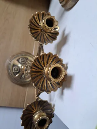 Candelabro de metal y mármol. Pareja