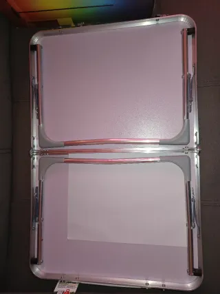 Mesa Plegable Camping Rosa y Plata