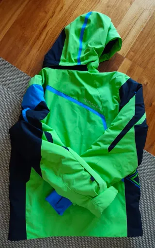 Chaqueta esquí Spyder verde y negra. Talla 18 niño