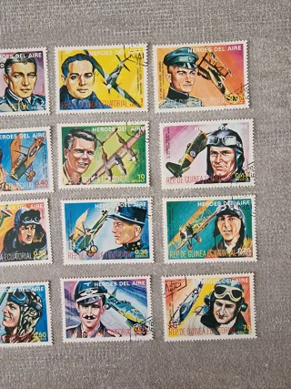 Serie francobolli vintage Eroi dell'Aria