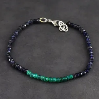 Pulseira Iolita e Onix Natural Facetado 27ct