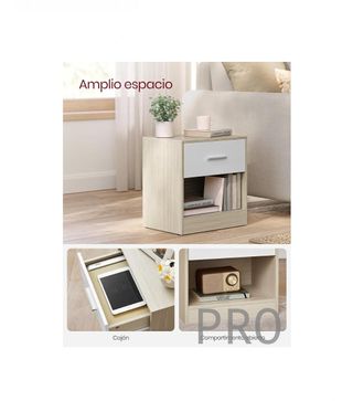 Mesita de Noche, Mesa Auxiliar con Cajón