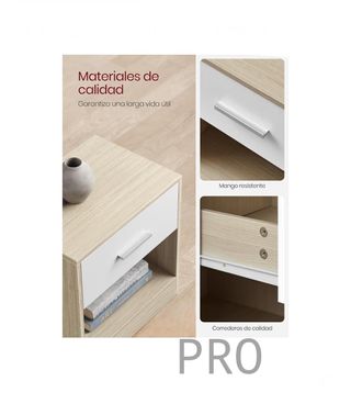 Mesita de Noche, Mesa Auxiliar con Cajón