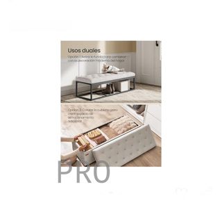 Puff Almacenaje, Baúl con Patas, 40 x 110 x 39 cm