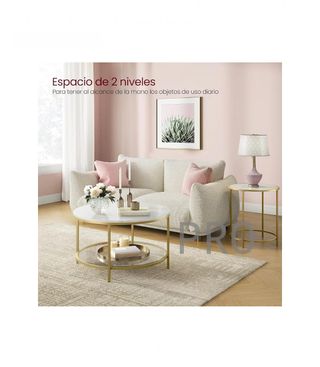 Mesa de Centro efecto Mármol y Oro