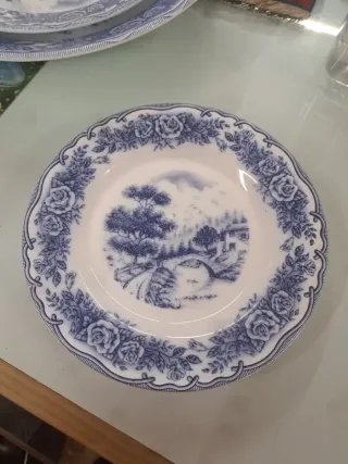 Platos Rivanel Porcelana Azul y Blanco
