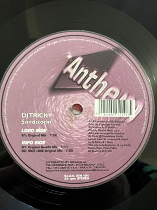DJ Tricky "Sandstorm" vinile techno / hard trance