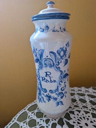 Albarelo Farmacia Antiguo Cerámica Azul 28cm