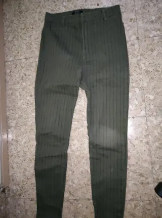 Pantalón Bershka rayas verde mujer T.M