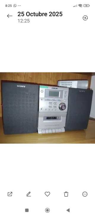 Equipo de música Sony CD/Cassette