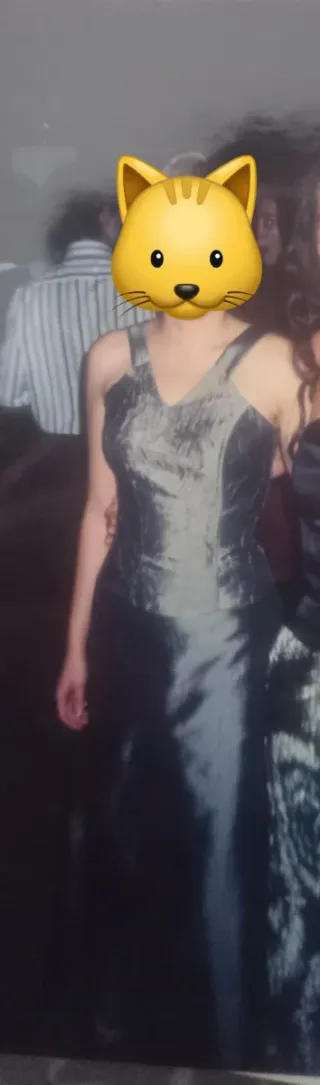 Corpiño y falda de fiesta plateado