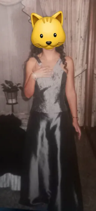 Corpiño y falda de fiesta plateado