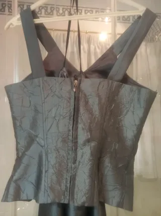 Corpiño y falda de fiesta plateado