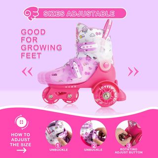 Patines Niña Rosa 4 Ruedas Luminosas