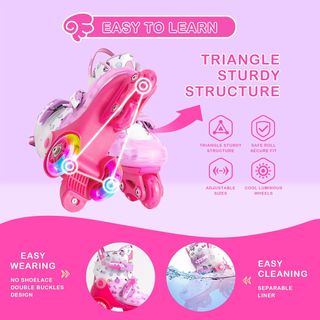 Patines Niña Rosa 4 Ruedas Luminosas
