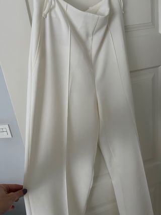 Pantalón traje  blanco talla M
