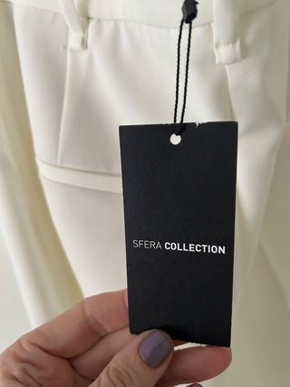 Pantalón traje  blanco talla M