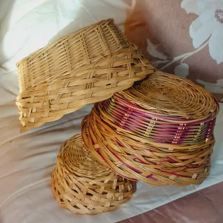 Cestos capazos de mimbre antiguos lote de 3