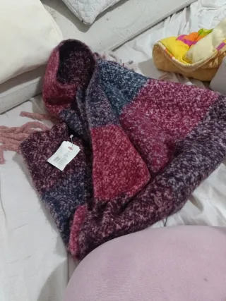 Pañuelo grande invierno rosa y morado