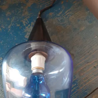 Lampadario vintage vetro celeste anni '70