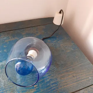 Lampadario vintage vetro celeste anni '70