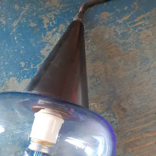 Lampadario vintage vetro celeste anni '70