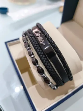 Pulsera Cartier Piel Negra y Plata