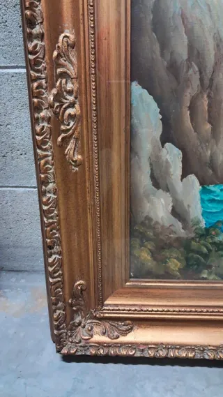 Dipinto olio su tela con cornice dorata