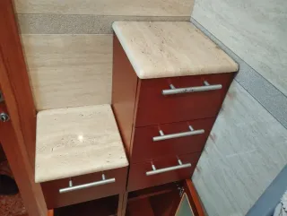 Mueble Auxiliar Baño Madera y Cristal