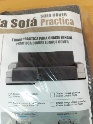 Funda sofá chaiselongue gris