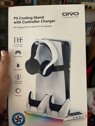Soporte Carga PS5 OTVO con Ventilador RGB