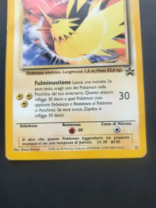 Carta Pokémon Zapdos Base 70 PV PROMO