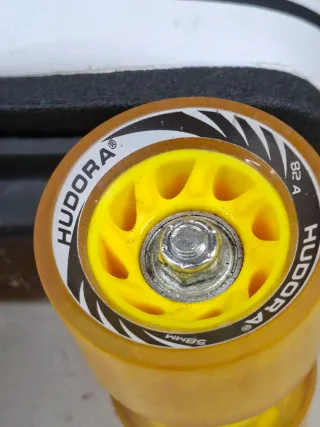 Pattini a rotelle Hudora denim con lacci gialli