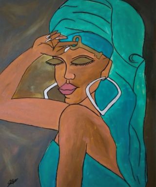 Dipinto originale acrilico donna con turbante