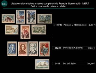 Sellos de Francia años 1964 y 65 Usados