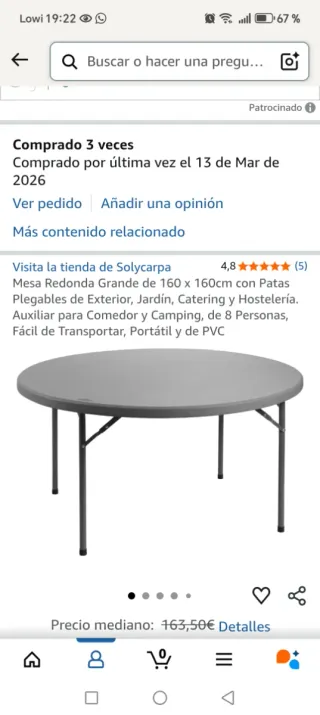 4 Tavoli Rotondi Pieghevoli 160cm