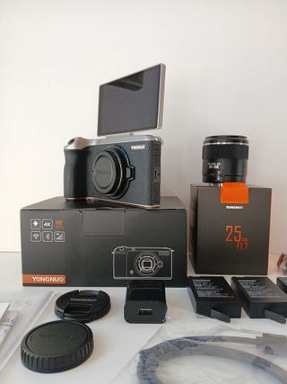 Cámara YONGNUO YN455 4K Android + YN25mm F1.7 M4/3