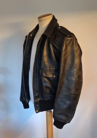 Chaqueta Cuero Aviador Schott Negra