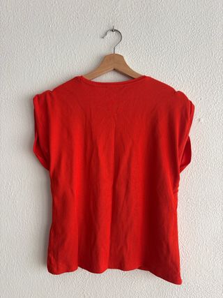 Camiseta Zara canalé naranja Talla S