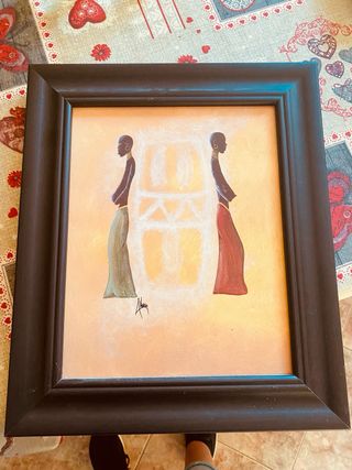 Cuadro lámina tratada figuras africanas