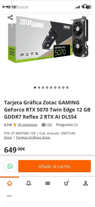 Tarjeta Gráfica RTX 5070 Zotac GAMING GeForce