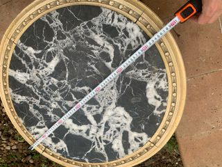 Mesa antigua mármol y madera tallada